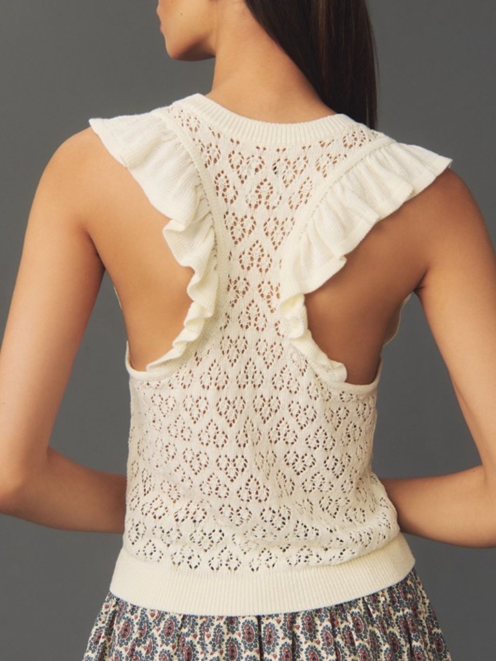 Pointelle Ruffle Sweater Tank - Picture 3 of 3